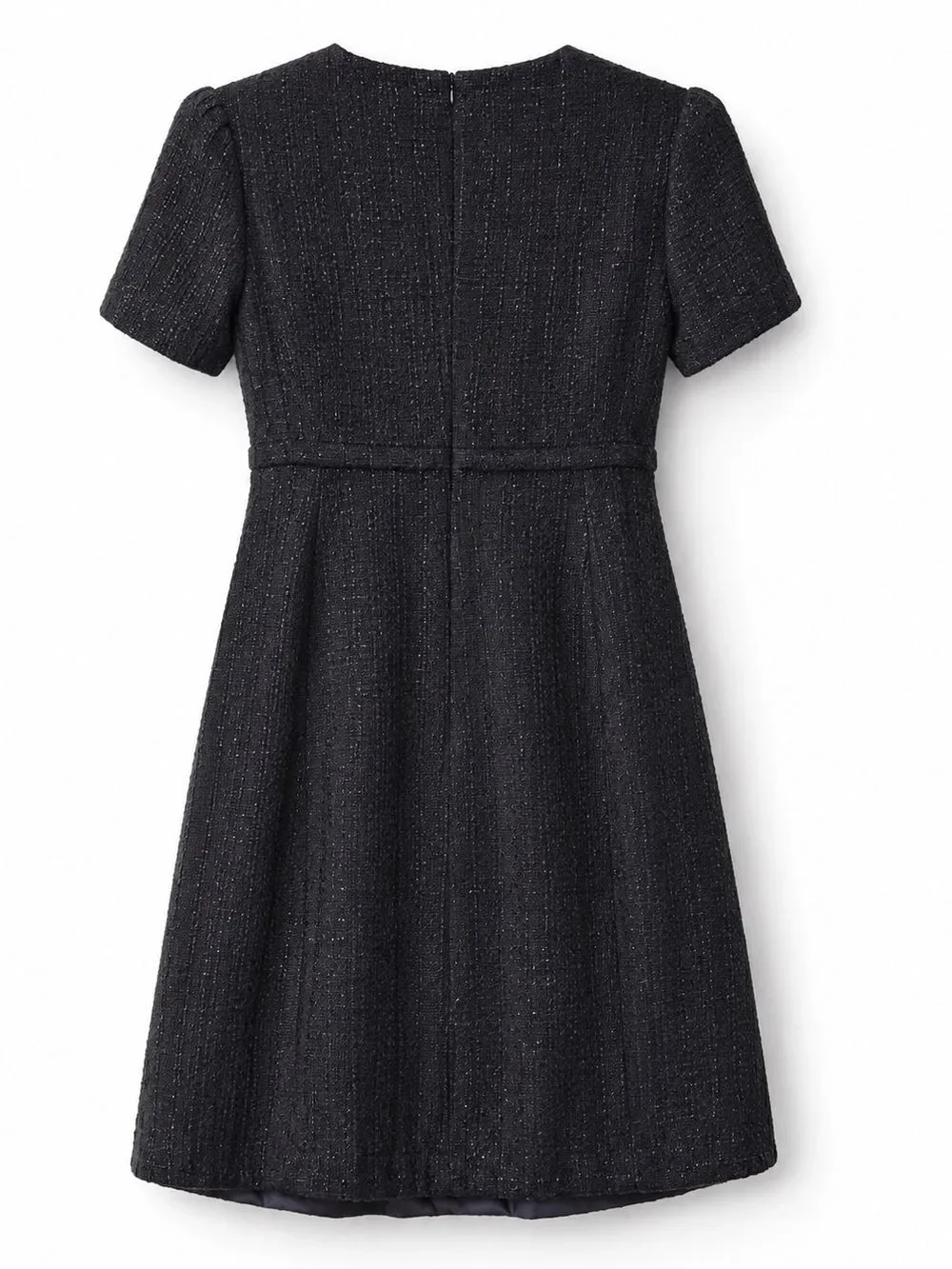 CHANEL Black Purple Lesage Tweed Short Sleeve Faux Wrap Dress‎ French 42 US 10